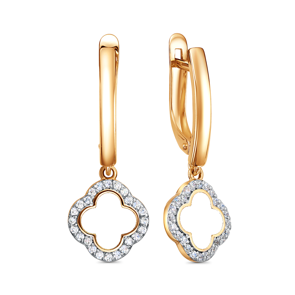 Серьги четырехлистник 925 (позолоченные) СП122654-1