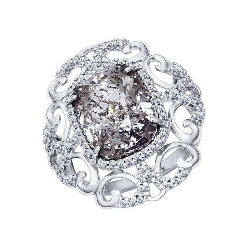 Кольцо из серебра с кристаллом Swarovski и фианитами 94011944