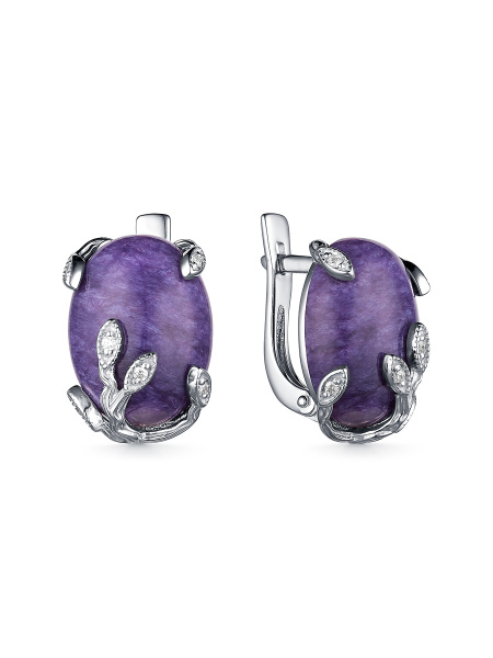 Серьги серебрянные с чароитом С-3559РК43900