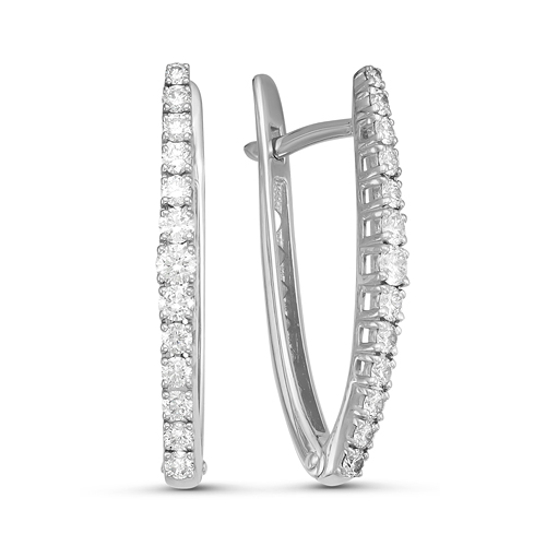 Серьги галочки белое золото 585 02-2828