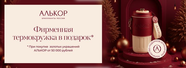 Акция  "Фирменная термокружка в  подарок" от АЛЬКОР(баннер)