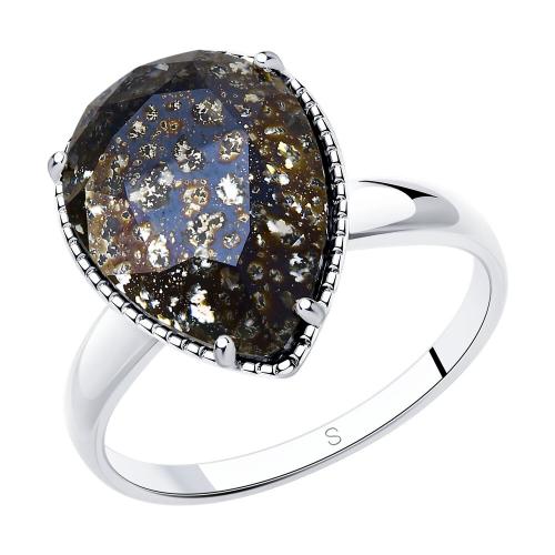 Кольцо из серебра с чёрным кристаллом Swarovski 94012037