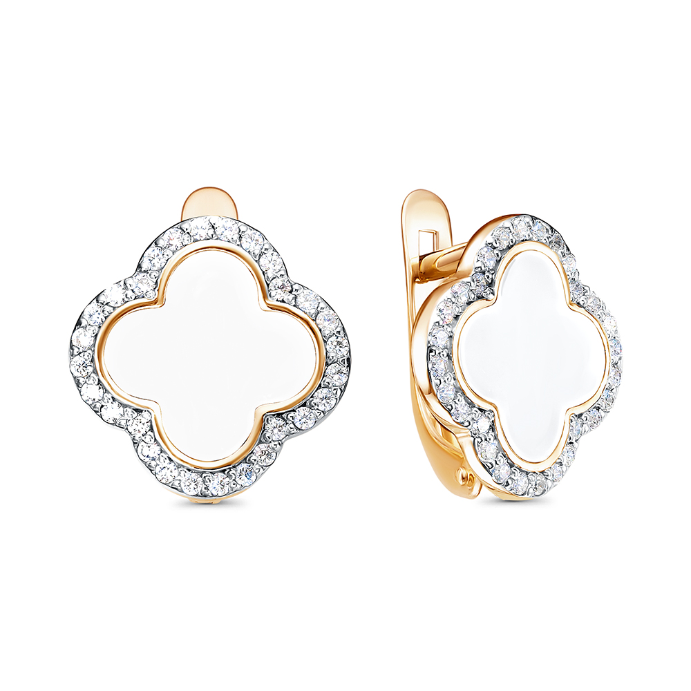 Серьги четырехлистник 925 (позолоченные) СП122634-1