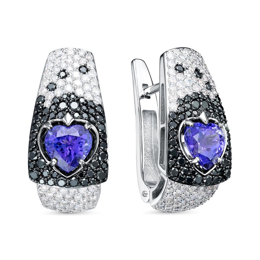 Серьги золотые 585 с сердцем 02-3799/6Б